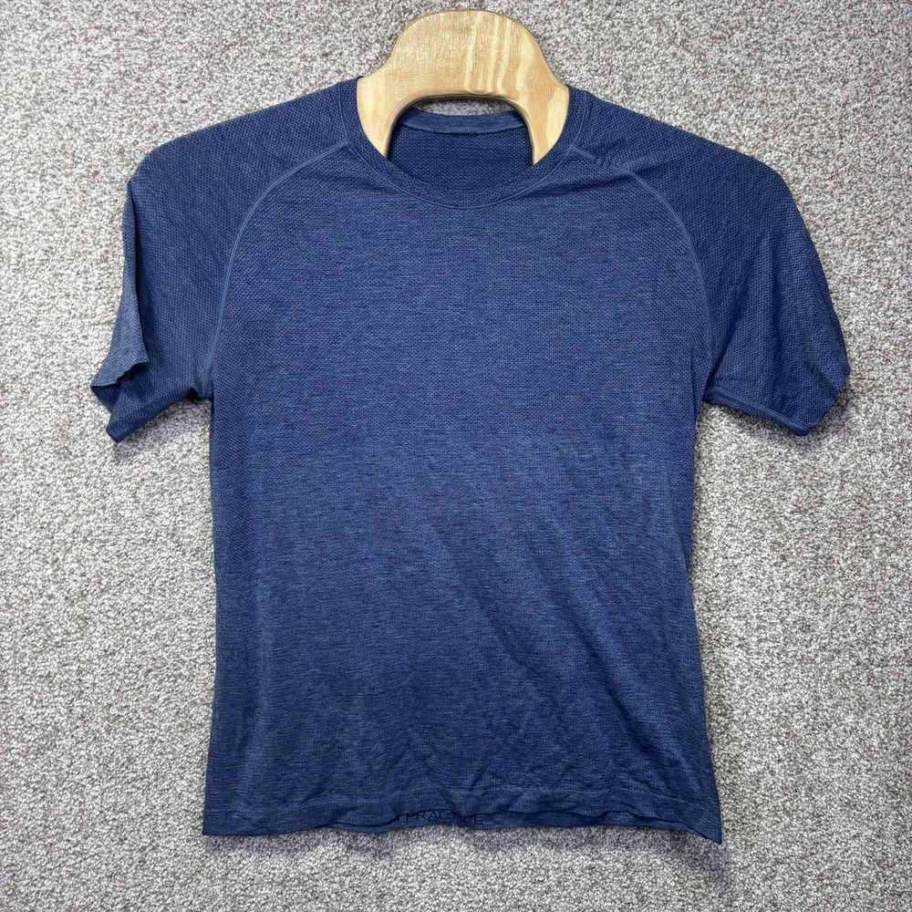 Lululemon Shirt Mens Large Blue Short Sleeve Mesh Performance Tee Athletic